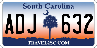 SC license plate ADJ632