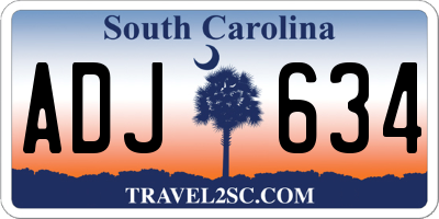SC license plate ADJ634