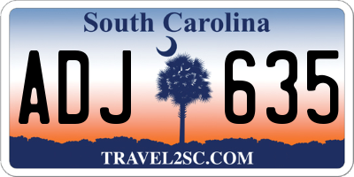 SC license plate ADJ635