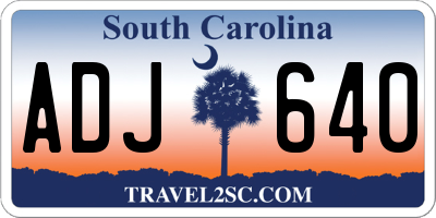 SC license plate ADJ640