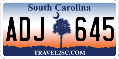 SC license plate ADJ645