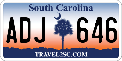 SC license plate ADJ646