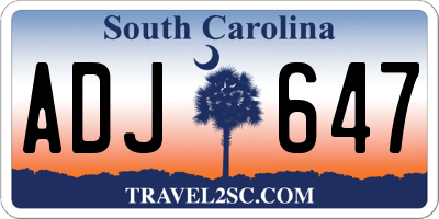 SC license plate ADJ647