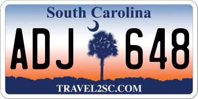 SC license plate ADJ648