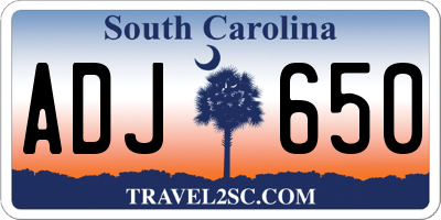 SC license plate ADJ650