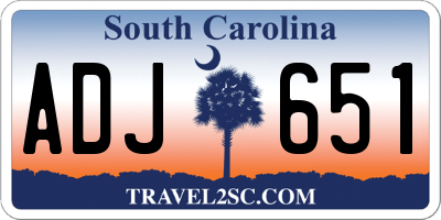 SC license plate ADJ651