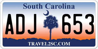 SC license plate ADJ653