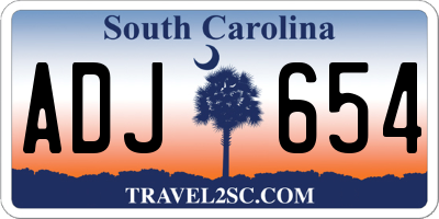 SC license plate ADJ654