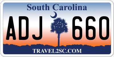 SC license plate ADJ660