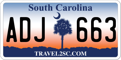SC license plate ADJ663