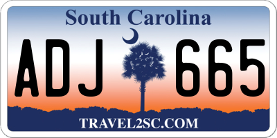 SC license plate ADJ665
