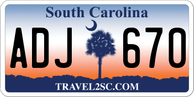 SC license plate ADJ670