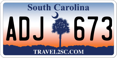 SC license plate ADJ673