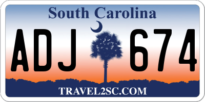 SC license plate ADJ674