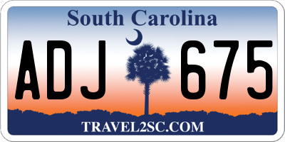 SC license plate ADJ675