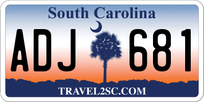 SC license plate ADJ681