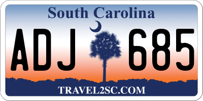 SC license plate ADJ685
