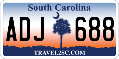 SC license plate ADJ688
