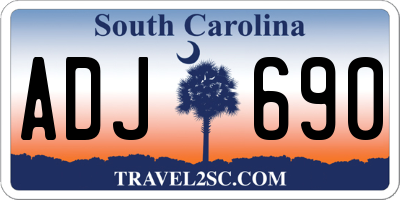 SC license plate ADJ690