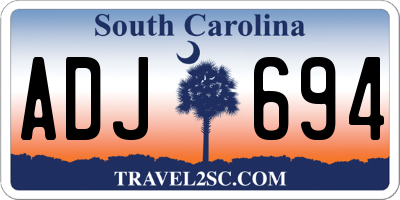 SC license plate ADJ694