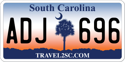 SC license plate ADJ696