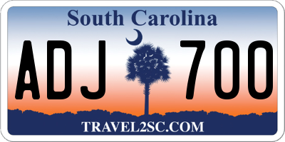 SC license plate ADJ700
