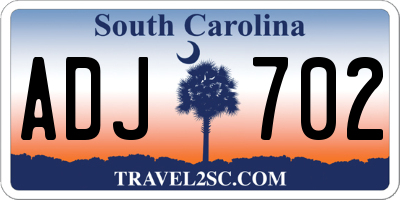 SC license plate ADJ702