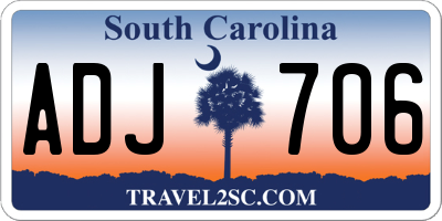SC license plate ADJ706