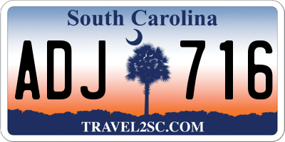 SC license plate ADJ716