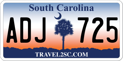 SC license plate ADJ725