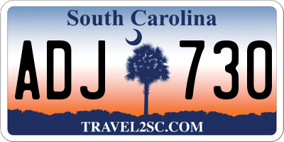 SC license plate ADJ730