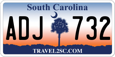 SC license plate ADJ732