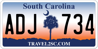 SC license plate ADJ734