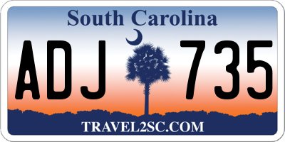 SC license plate ADJ735