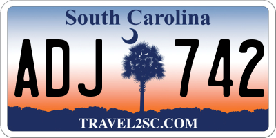 SC license plate ADJ742