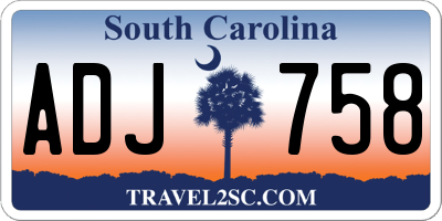 SC license plate ADJ758
