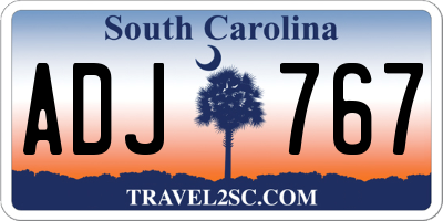 SC license plate ADJ767