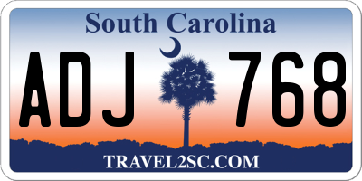 SC license plate ADJ768