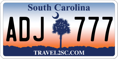 SC license plate ADJ777