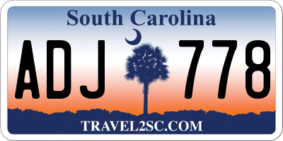 SC license plate ADJ778