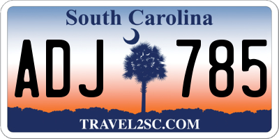 SC license plate ADJ785