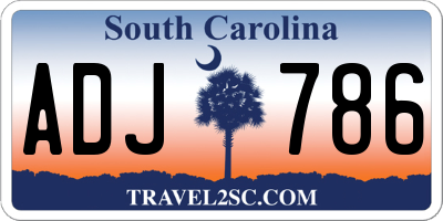 SC license plate ADJ786
