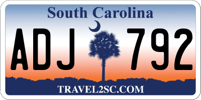 SC license plate ADJ792
