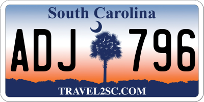 SC license plate ADJ796