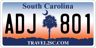SC license plate ADJ801