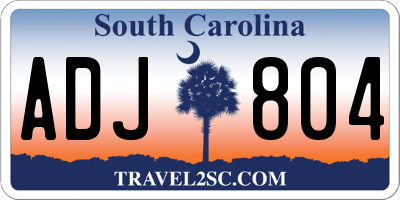 SC license plate ADJ804