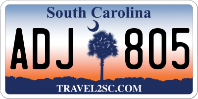 SC license plate ADJ805