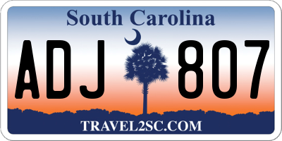 SC license plate ADJ807
