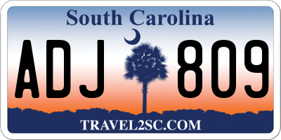 SC license plate ADJ809