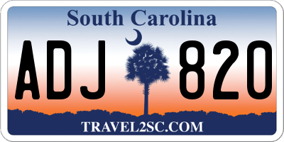 SC license plate ADJ820